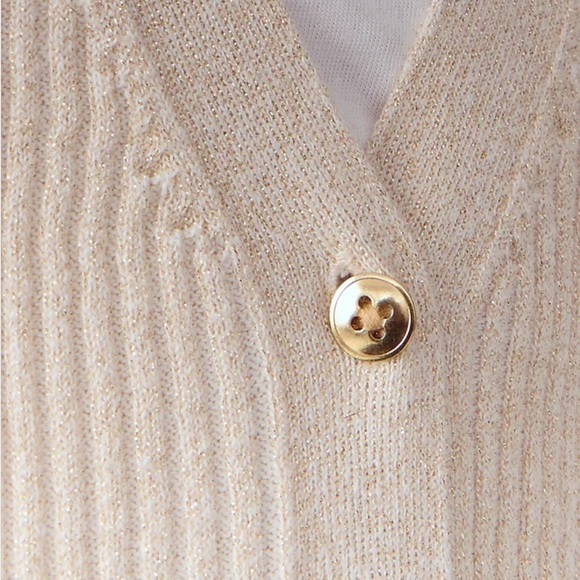 J crew Girls' cropped V-neck cardigan sweater with Lurex® metallic threads - Picture 3 of 7